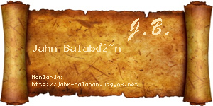 Jahn Balabán névjegykártya